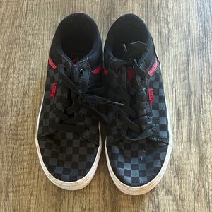 Vans Kids Black and Red Checkered Sneakers